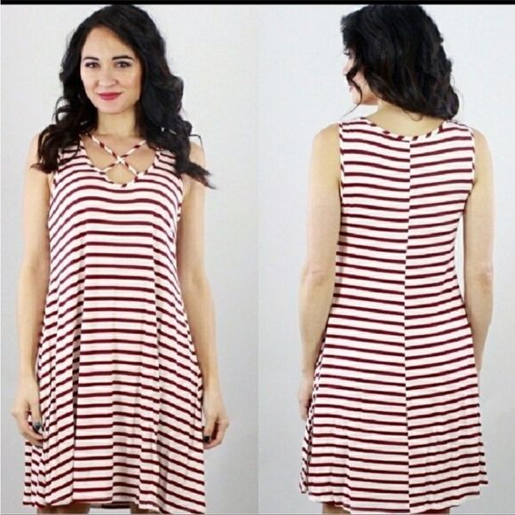 Cute Red/White Striped Dress - Picture 1 of 1